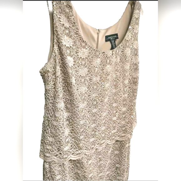 R&M Richards Lace Sequin Sleeveless Sheath Cocktail Dress Size 14W EUC - Picture 3 of 10